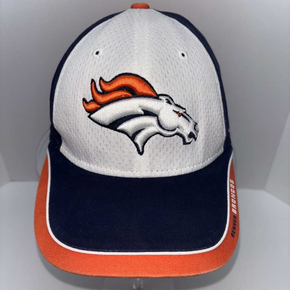 Vtg DENVER BRONCOS Hat REEBOK NFL Equipment Blue White Orange 1990's